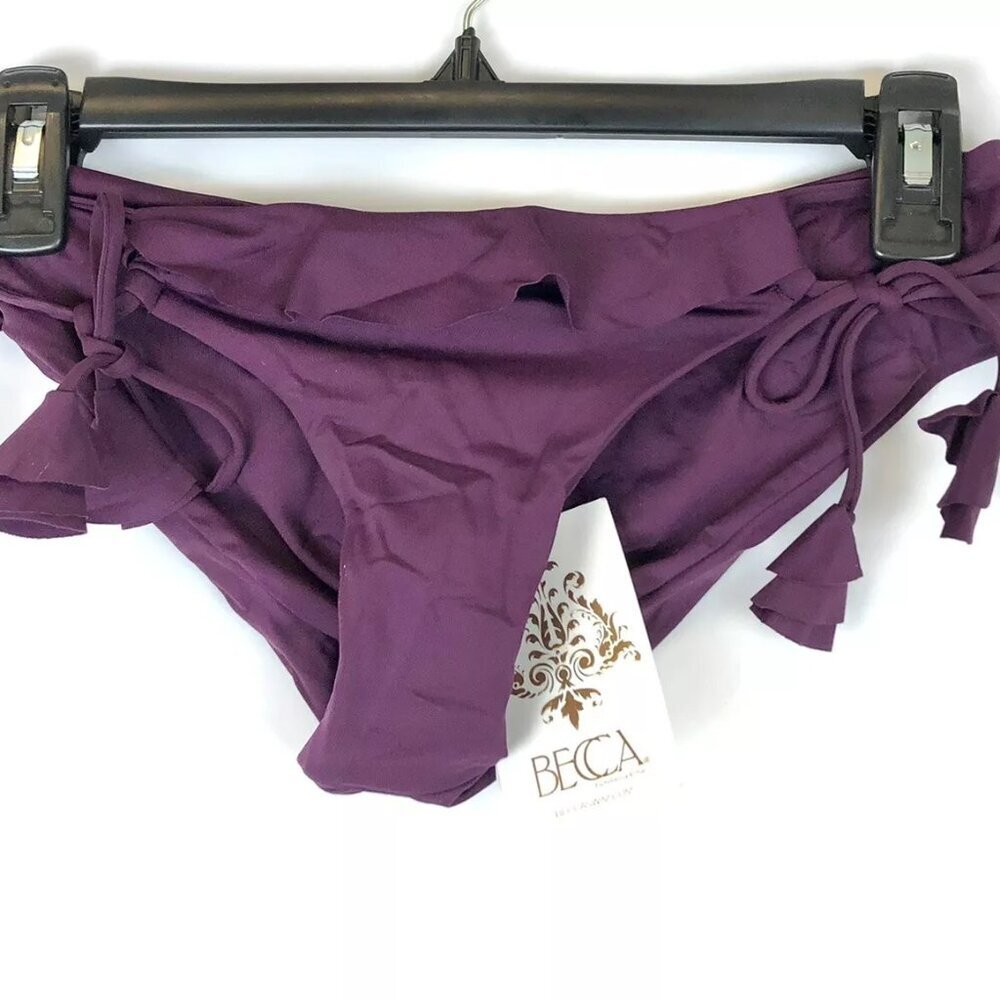 Rebecca Virtue Becca Women’s Side Tie Purple Bikini Bottom, Size Small